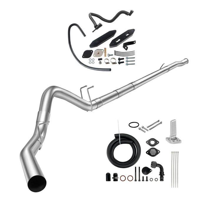 Seguler 4″ Down-pipe Back Race Exhaust & CCV PCV Reroute Engine Ventilation Diesel EGR Valve Delete Kit for 2011-2019 6.7L Ford Powerstroke