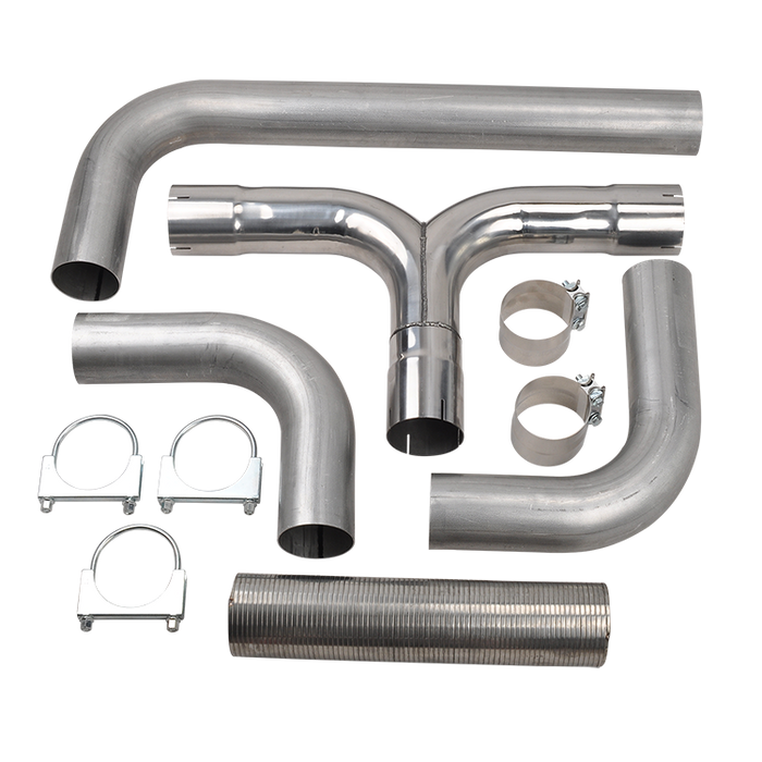 Seguler Chevy Dodge Ford Full Size Pickup T409 Stainless Steel 5 Inch Diesel Dual Stack Kit Exhaust T-Pipe Connector Kit