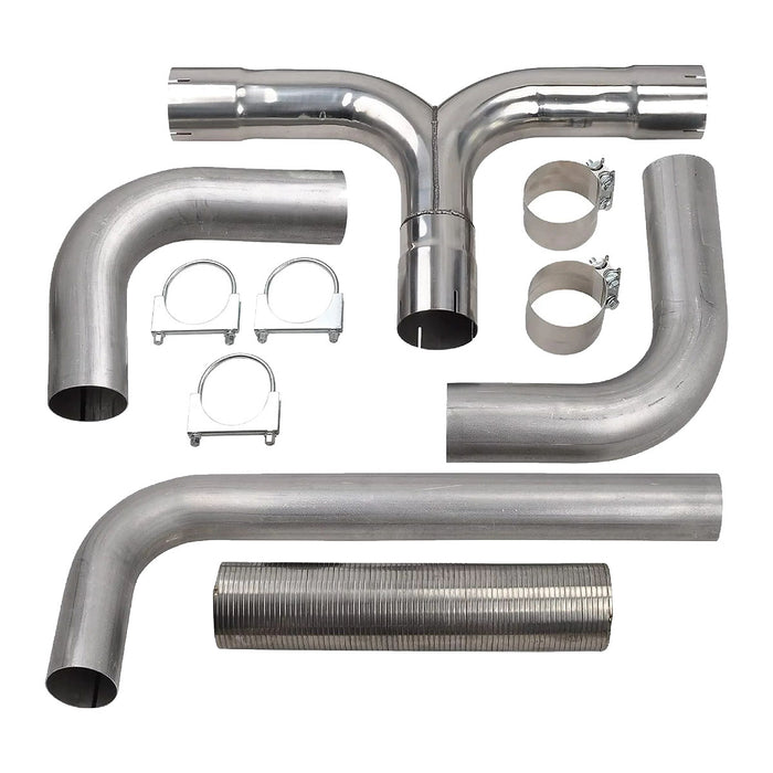 Seguler Chevy Dodge Ford Full Size Pickup T409 Stainless Steel 4 Inch Diesel Dual Stack Kit Exhaust T-Pipe Connector Kit