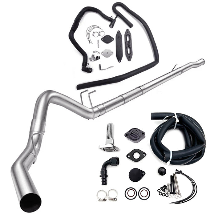 Seguler 4″ Down-pipe Back Race Exhaust & CCV PCV Reroute Engine Ventilation Diesel EGR Valve Delete Kit for 2011-2019 6.7L Ford Powerstroke