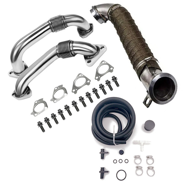 Seguler Up-Pipe & 3'' Downpipe Exhaust & CCV PCV Reroute Kit for 2004.5-2010 6.6L Chevy GMC Duramax