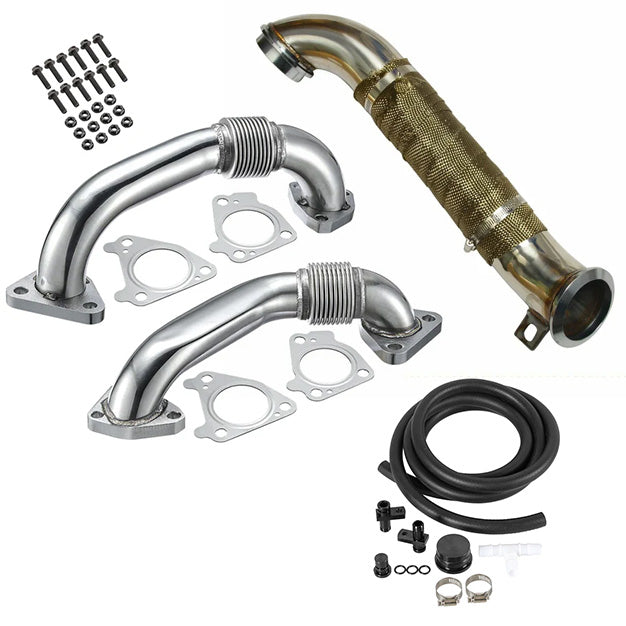 Seguler Up-Pipe & 3'' Downpipe Exhaust & CCV PCV Reroute Kit for 2004.5-2010 6.6L Chevy GMC Duramax