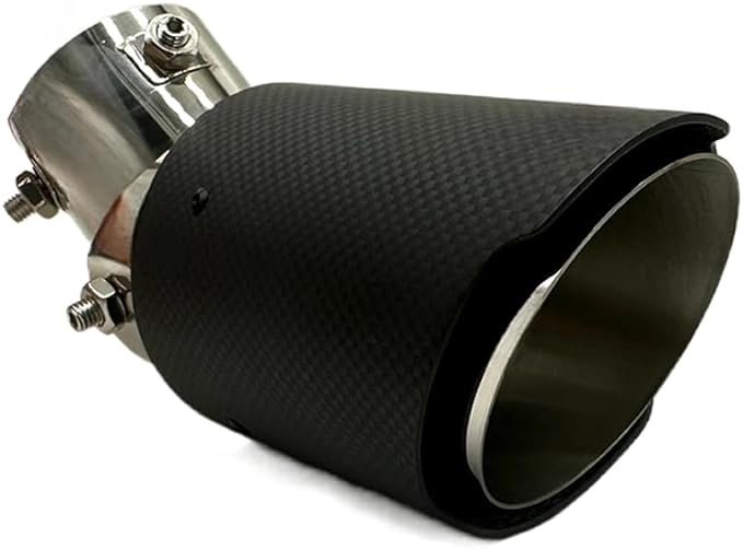 Seguler Tail Throat Flexible Exhaust Blue LED Carbon Fiber Universal Vehicles 1.5”-2.4” Adjustable Inlet Tailpipe