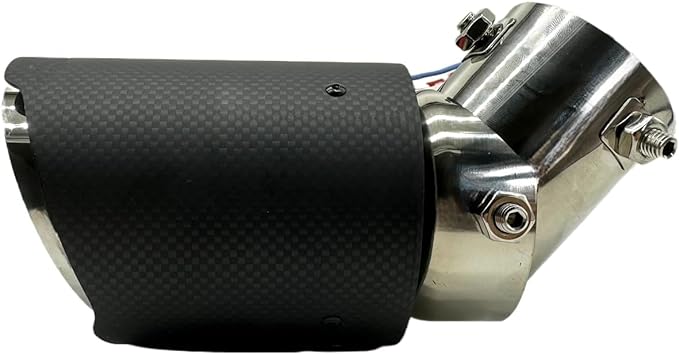 Seguler Tail Throat Flexible Exhaust Red LED Carbon Fiber Universal Vehicles 1.5”-2.4” Adjustable Inlet Tailpipe