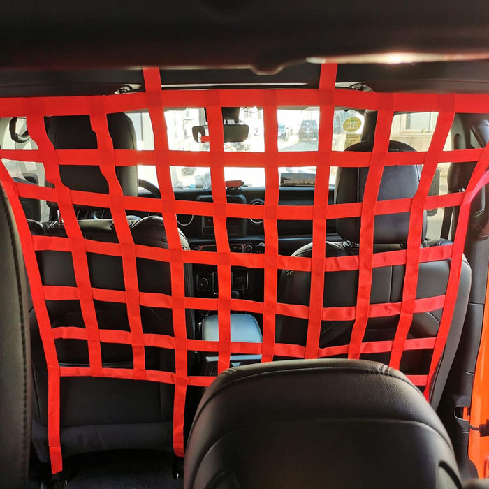 for 2007-2023 Wrangler JK JL Unlimited & Gladiator JT Rear Seat Isolation Barrier Back Pet Dog Seat Divider Net Red