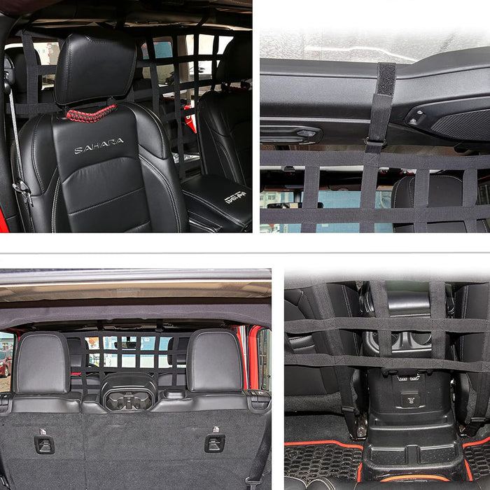 for 2007-2023 Wrangler JK JL Unlimited & Gladiator JT Rear Seat Isolation Barrier Back Pet Dog Seat Divider Net Black