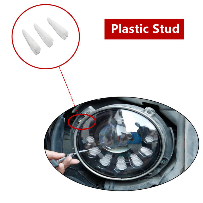for 2007-2018 Wrangler JK JKU 7 Inch Headlight Mount Retaining Bracket Ring with 3 Plastic Studs