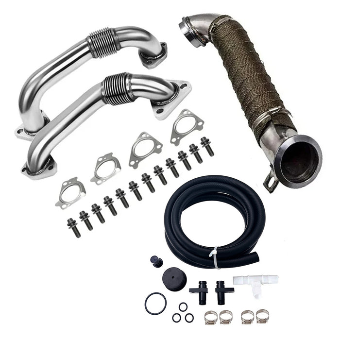 Seguler Up-Pipe & 3'' Downpipe Exhaust & CCV PCV Reroute Kit for 2004.5-2010 6.6L Chevy GMC Duramax