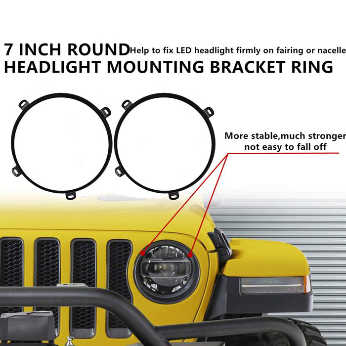 for 2007-2018 Wrangler JK JKU 7 Inch Round Headlight Mount Bracket Ring